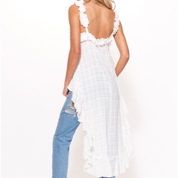 🆕White Ruffled Cropped High-Low Tank Top Dress NWT Soldout Dead-stock Style - Picture 5 of 6